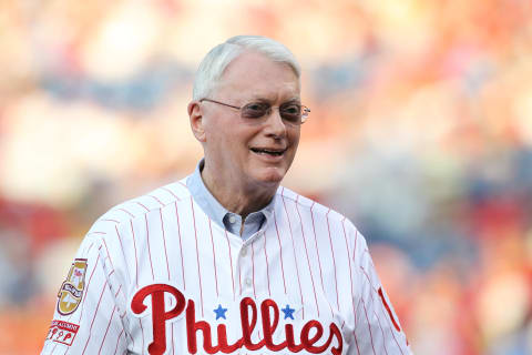 PHILADELPHIA – AUGUST 7: Former Philadelphia Phillies pitcher Jim Bunning takes part in the Alumni Night celebration before a game between the Philadelphia Phillies and the New York Mets at Citizens Bank Park on August 7, 2010 in Philadelphia, Pennsylvania. The Mets won 1-0. (Photo by Hunter Martin/Getty Images)