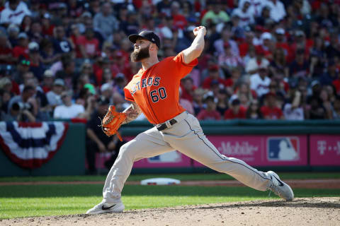 CLEVELAND, OH – OCTOBER 08: Dallas Keuchel #60 of the Houston Astros pitches in the fifth inning against the Cleveland Indians during Game Three of the American League Division Series at Progressive Field on October 8, 2018 in Cleveland, Ohio. (Photo by Gregory Shamus/Getty Images)