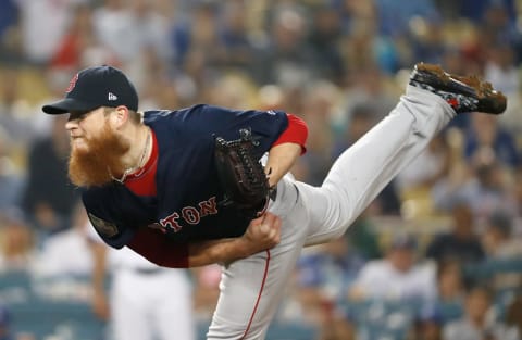 LOS ANGELES, CA – OCTOBER 27: Closing pitcher Craig Kimbrel #46 of the Boston Red Sox pitches in the ninth inning in Game Four of the 2018 World Series against the Los Angeles Dodgers at Dodger Stadium on October 27, 2018 in Los Angeles, California. (Photo by Sean M. Haffey/Getty Images)