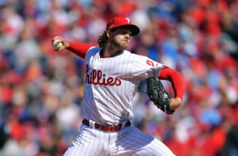 Starting pitcher Aaron Nola #27 of the Philadelphia Phillies (Photo by Drew Hallowell/Getty Images)