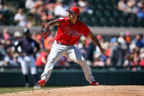 LAKELAND, FLORIDA – MARCH 07: JoJo Romero #79 of the Philadelphia Phillies pitches in the first inning against the Detroit Tigers during the Grapefruit League spring training game at Publix Field at Joker Marchant Stadium on March 07, 2019 in Lakeland, Florida. (Photo by Dylan Buell/Getty Images)