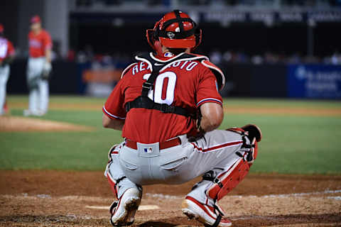 TAMPA, FL – MARCH 13: J.T. Realmuto #10 of the Philadelphia Phillies in action during the spring training game against the New York Yankees at Steinbrenner Field on March 13, 2019 in Tampa, Florida. (Photo by Mark Brown/Getty Images)