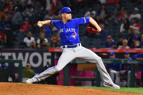 ANAHEIM, CA – MAY 02: Toronto Blue Jays pitcher Ken Giles (51) throws a pitch during a MLB game between the Toronto Blue Jays and the Los Angeles Angels of Anaheim on May 2, 2019 at Angel Stadium of Anaheim in Anaheim, CA. (Photo by Brian Rothmuller/Icon Sportswire via Getty Images)