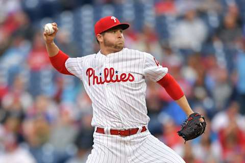 PHILADELPHIA, PA – MAY 03: Starting pitcher Jerad Eickhoff #48 of the Philadelphia Phillies delivers a pitch in the first inning against the Washington Nationals at Citizens Bank Park on May 3, 2019, in Philadelphia, Pennsylvania. (Photo by Drew Hallowell/Getty Images)