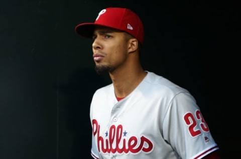 NEW YORK, NEW YORK – APRIL 24: Aaron Altherr #23 of the Philadelphia Phillies before a game against the New York Mets at Citi Field on April 24, 2019 in New York City. The Phillies defeated the Mets 6-0. (Photo by Jim McIsaac/Getty Images)