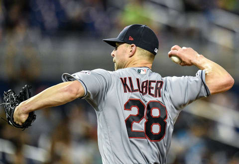 MIAMI, FL – MAY 01: Corey Kluber #28 of the Cleveland Indians delivers a pitch in the second inning against the Miami Marlins at Marlins Park on May 1, 2019 in Miami, Florida. (Photo by Mark Brown/Getty Images)