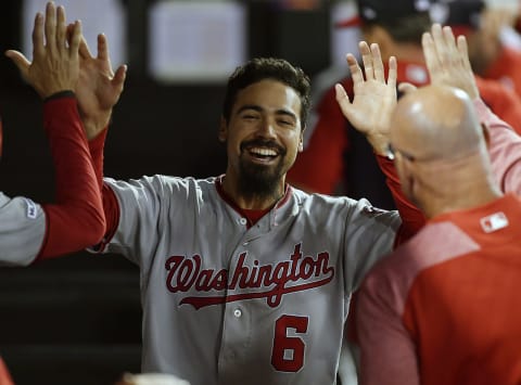 CHICAGO, IL – JUNE 10: Washington Nationals third baseman Anthony Rendon (6) celebrated in the dugout with teammates after scoring in the ninth inning against the Chicago White Sox on June 10, 2019 at Guaranteed Rate Field in Chicago, Illinois.(Photo by Quinn Harris/Icon Sportswire via Getty Images) Phillies