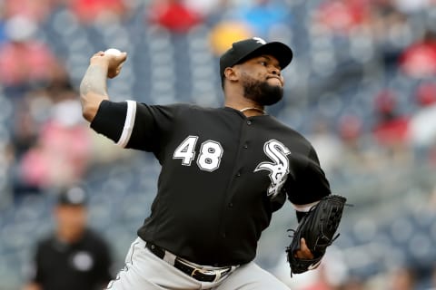 WASHINGTON, DC – June 05: Alex Colome #48 of the Chicago White Sox throws to a Washington Nationals batter in the ninth inning at Nationals Park on June 05, 2019 in Washington, DC. (Photo by Rob Carr/Getty Images)