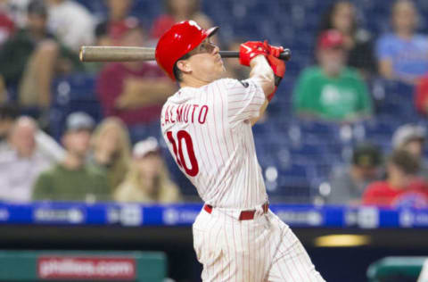 PHILADELPHIA, PA – JUNE 10: J.T. Realmuto #10 of the Philadelphia Phillies bats against the Arizona Diamondbacks at Citizens Bank Park on June 10, 2019 in Philadelphia, Pennsylvania. (Photo by Mitchell Leff/Getty Images)