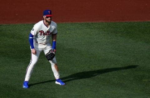 Bryce Harper #3 of the Philadelphia Phillies (Photo by G Fiume/Getty Images)