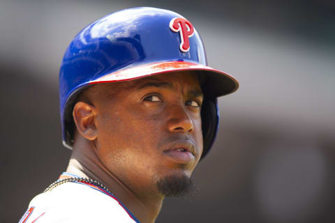 PHILADELPHIA, PA – JULY 28: Jean Segura #2 of the Philadelphia Phillies looks on against the Atlanta Braves at Citizens Bank Park on July 28, 2019 in Philadelphia, Pennsylvania. (Photo by Mitchell Leff/Getty Images)