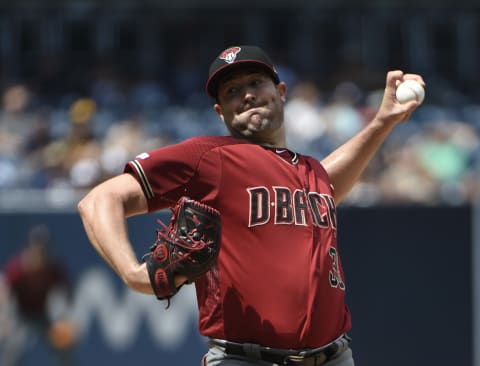 SAN DIEGO, CA – SEPTEMBER 22: Robbie Ray #38 of the Arizona Diamondbacks pitches during the the first inning of a baseball game against the San Diego Padres at Petco Park September 22, 2019 in San Diego, California. (Photo by Denis Poroy/Getty Images)