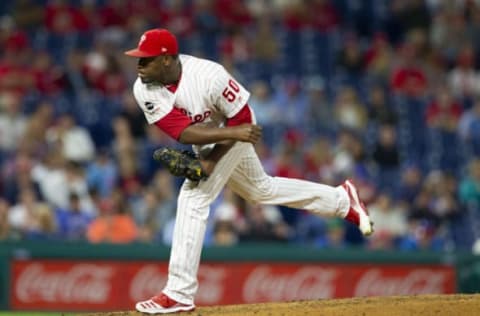 Hector Neris #50 of the Philadelphia Phillies (Photo by Mitchell Leff/Getty Images)