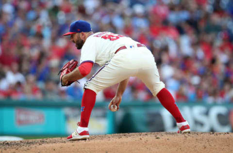 PHILADELPHIA, PA – AUGUST 31: Blake Parker #53 of the Philadelphia Phillies pitches during the game against the New York Mets at Citizens Bank Park on August 31, 2019 in Philadelphia, PA. The Mets defeated the Phillies 6-3. (Photo by Rob Leiter/MLB Photos via Getty Images)