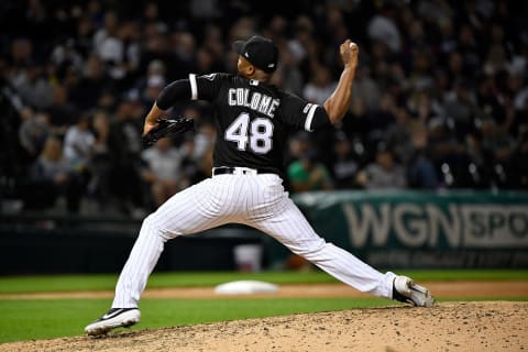 CHICAGO, ILLINOIS – SEPTEMBER 06: Alex Colome #48 of the Chicago White Sox pitches the ball against the Los Angeles Angels of Anaheim at Guaranteed Rate Field on September 06, 2019 in Chicago, Illinois. (Photo by Quinn Harris/Getty Images)