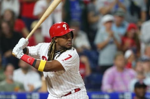 PHILADELPHIA, PA – SEPTEMBER 14: Maikel Franco #7 of the Philadelphia Phillies in action against the Boston Red Sox during a game at Citizens Bank Park on September 14, 2019 in Philadelphia, Pennsylvania. (Photo by Rich Schultz/Getty Images)