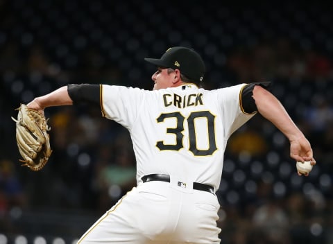 PITTSBURGH, PA – AUGUST 06: Kyle Crick #30 of the Pittsburgh Pirates in action against the Milwaukee Brewers at PNC Park on August 6, 2019 in Pittsburgh, Pennsylvania. (Photo by Justin K. Aller/Getty Images)