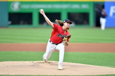 CLEVELAND, OHIO – SEPTEMBER 19: Starting pitcher Mike Clevinger #52 of the Cleveland Indians pitches during the first inning against the Detroit Tigers at Progressive Field on September 19, 2019 in Cleveland, Ohio. (Photo by Jason Miller/Getty Images)