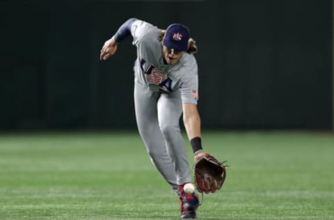 TOKYO, JAPAN – NOVEMBER 11: Infielder Alec Bohm #23 of the United States fields in the bottom of 7th inning during the WBSC Premier 12 Super Round game between South Korea and USA at the Tokyo Dome on November 11, 2019 in Tokyo, Japan. (Photo by Kiyoshi Ota/Getty Images)