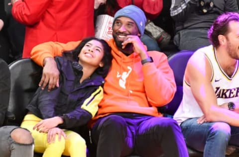 LOS ANGELES, CALIFORNIA – DECEMBER 29: Kobe Bryant and daughter Gianna Bryant attend a basketball game between the Los Angeles Lakers and the Dallas Mavericks at Staples Center on December 29, 2019 in Los Angeles, California. (Photo by Allen Berezovsky/Getty Images)