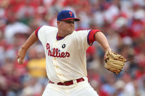 PHILADELPHIA – JULY 25: Relief pitcher Drew Carpenter #48 of the Philadelphia Phillies throws a pitch during a game against the San Diego Padres at Citizens Bank Park on July 25, 2011 in Philadelphia, Pennsylvania. The Padres won 5-4. (Photo by Hunter Martin/Getty Images)