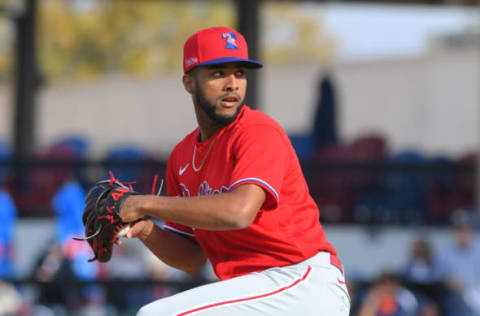 Adonis Medina #77 of the Philadelphia Phillies (Photo by Mark Cunningham/MLB Photos via Getty Images)