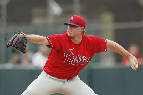 FORT MYERS, FLORIDA – FEBRUARY 26: Garrett Cleavinger #66 of the Philadelphia Phillies delivers a pitch against the Minnesota Twins in the fifth inning of a Grapefruit League spring training game at Hammond Stadium on February 26, 2020 in Fort Myers, Florida. (Photo by Michael Reaves/Getty Images)