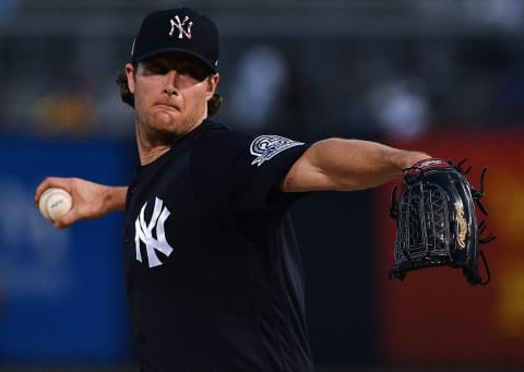 TAMPA, FLORIDA – FEBRUARY 24: Gerrit Cole #45 of the New York Yankees delivers a pitch in the first inning during the spring training game against the Pittsburgh Pirates at Steinbrenner Field on February 24, 2020 in Tampa, Florida. Phillies (Photo by Mark Brown/Getty Images)