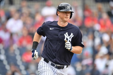 TAMPA, FLORIDA – FEBRUARY 26: DJ LeMahieu #26 of the New York Yankees at bat during the spring training game against the Washington Nationals at Steinbrenner Field on February 26, 2020 in Tampa, Florida. (Photo by Mark Brown/Getty Images)