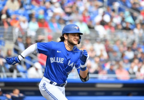 DUNEDIN, FLORIDA – FEBRUARY 27: Bo Bichette #11 of the Toronto Blue Jays at bat during the spring training game against the Minnesota Twins at TD Ballpark on February 27, 2020 in Dunedin, Florida. (Photo by Mark Brown/Getty Images)