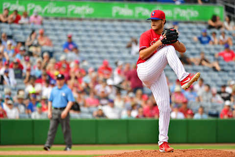 CLEARWATER, FLORIDA – MARCH 05: Cole Irvin #47 of the Philadelphia Phillies delivers a pitch during the fourth inning of a Grapefruit League spring training game against the Toronto Blue Jays at Spectrum Field on March 05, 2020 in Clearwater, Florida. (Photo by Julio Aguilar/Getty Images)