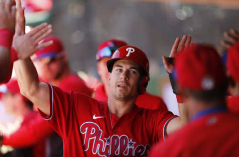 J.T. Realmuto #10 of the Philadelphia Phillies (Photo by Michael Reaves/Getty Images)