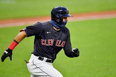 CLEVELAND, OHIO – JULY 24: Cesar Hernandez #7 of the Cleveland Indians runs out an RBI double during the fifth inning of the Opening Day game against the Kansas City Royals at Progressive Field on July 24, 2020 in Cleveland, Ohio. The Indians defeated the Royals 2-0. The 2020 season had been postponed since March due to the COVID-19 pandemic. (Photo by Jason Miller/Getty Images)