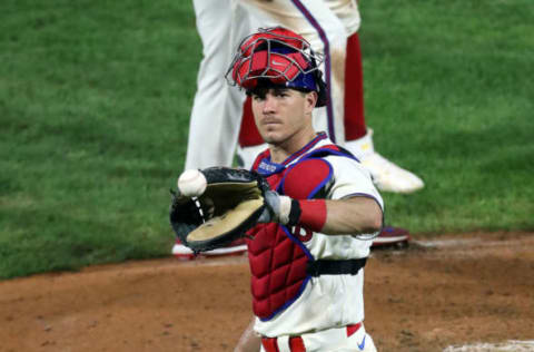 J.T. Realmuto #10 of the Philadelphia Phillies (Photo by Hunter Martin/Getty Images)