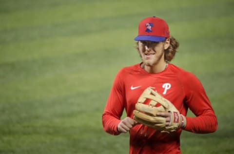 Alec Bohm #28 of the Philadelphia Phillies (Photo by Cliff Hawkins/Getty Images)