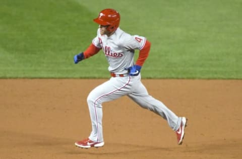 Scott Kingery #4 of the Philadelphia Phillies (Photo by Mitchell Layton/Getty Images)