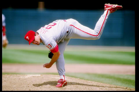 5 May 1993: Pitcher Danny Jackson of the Philadelphia Phillies throws a pitch during a game against the San Francisco Giants at Candlestick Park in San Francisco, California.