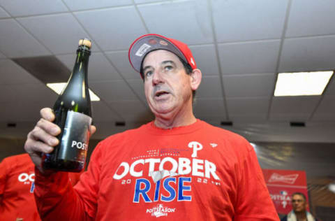 Interim manager Rob Thomson #59 of the Philadelphia Phillies (Photo by Logan Riely/Getty Images)