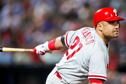 ATLANTA, GA – MAY 1: Placido Polanco #27 of the Philadelphia Phillies bats in the game against the Atlanta Braves on May 1, 2012 at Turner Field in Atlanta, Georgia. The Phillies beat the Braves 4-2. (Photo by Daniel Shirey/Getty Images)