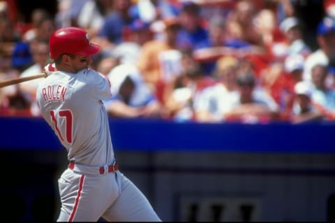 18 Jul 1998: Infielder Scott Rolen #17 of the Philadelphia Phillies in action during a game against the New York Mets at Shea Stadium in Flushing, New York. The Mets defeated the Phillies 7-0. Mandatory Credit: Ezra O. Shaw /Allsport