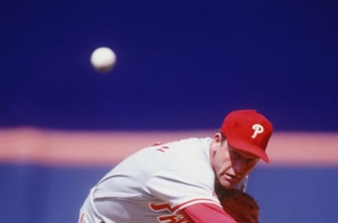 Pitcher Larry Andersen of the Philadelphia Phillies pitches in a game at Veterans Stadium in Philadelphia on August 15th, 1993. Mandatory Credit: Gary Newkirk/ALLSPORT