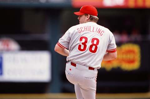 PHILADELPHIA, PA – MAY 12: Curt Schilling of the Philadelphia Phillies pitches against the St. Louis Cardinals on May 12, 1999 at Citizens Bank Park in Philadelphia, Pennsylvania. (Photo by Sporting News via Getty Images via Getty Images)