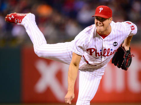 PHILADELPHIA, PA – April 21: Jonathan Papelbon #58 of the Philadelphia Phillies pitches against the Miami Marlins during the ninth inning on April 21, 2015 at Citizens Bank Park in Philadelphia, Pennsylvania. The Phillies won 7-3. (Photo by Miles Kennedy/Philadelphia Phillies/Getty Images)