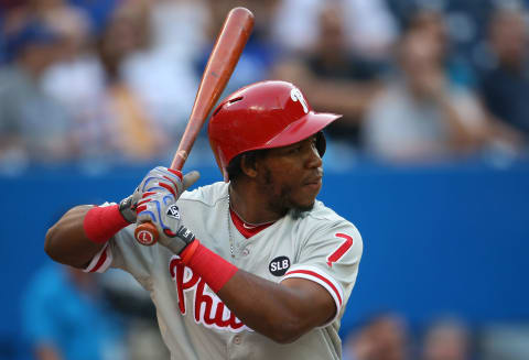 TORONTO, CANADA – JULY 28: Maikel Franco #7 of the Philadelphia Phillies bats during MLB game action against the Toronto Blue Jays on July 28, 2015 at Rogers Centre in Toronto, Ontario, Canada. (Photo by Tom Szczerbowski/Getty Images)