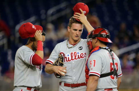 David Buchanan #55 and Carlos Ruiz #51 of the Philadelphia Phillies (Photo by Mike Ehrmann/Getty Images)