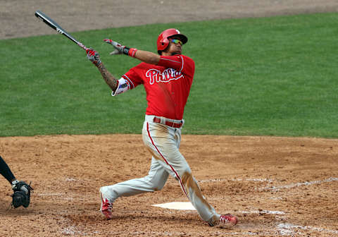 TAMPA, FL- MARCH 03: J.P. Crawford #77 of the Philadelphia Phillies in action during the game against the New York Yankees at Steinbrenner Field on March 3, 2016 in Tampa, Florida. (Photo by Justin K. Aller/Getty Images)