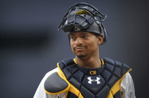 SAN DIEGO, CALIFORNIA – MAY 19: Christian Bethancourt #12 of the San Diego Padres walks from the mound during the first inning of a baseball game against the San Francisco Giants at PETCO Park on May 19, 2016 in San Diego, California. (Photo by Andy Hayt/San Diego Padres/Getty Images)