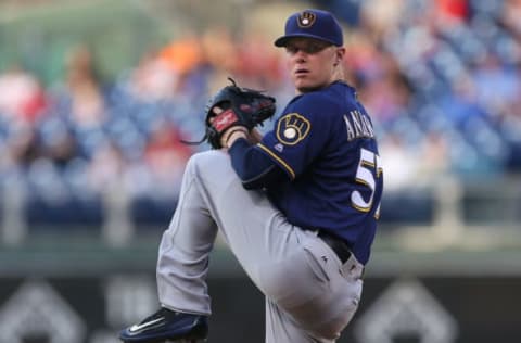 Chase Anderson #57, formerly of the Milwaukee Brewers (Photo by Rich Schultz/Getty Images)