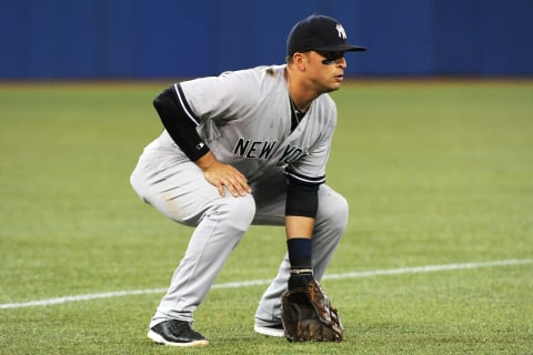 August 29, 2014: New York Yankees Infield Martin Prado (14) [5328] in action during the New York Yankees 6-3 victory over theToronto Blue Jays at Rogers Centre in Toronto, ON (Photo by Gerry Angus/Icon Sportswire/Corbis/Icon Sportswire via Getty Images)