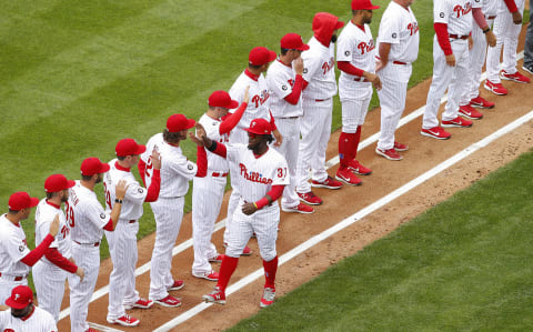 PHILADELPHIA, PA – APRIL 07: Odubel Herrera #37 of the Philadelphia Phillies is introduced before their opening day game against the Washington Nationals at Citizens Bank Park on April 7, 2017 in Philadelphia, Pennsylvania. (Photo by Rich Schultz/Getty Images)